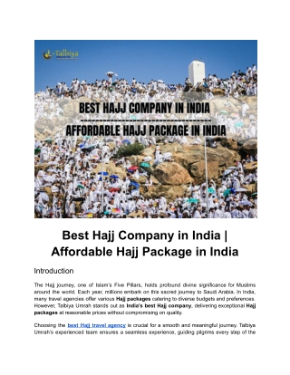 Best Hajj Company in India - Affordable Hajj Package in India
