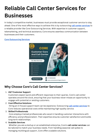 Reliable Call Center Services for Businesses