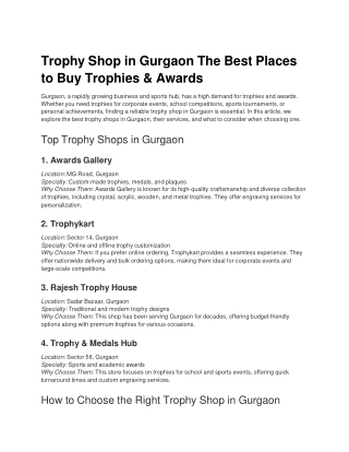 Trophy Shop in Gurgaon The Best Places to Buy Trophies & Awards