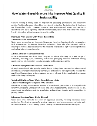 How Water-Based Gravure Inks Improve Print Quality & Sustainability