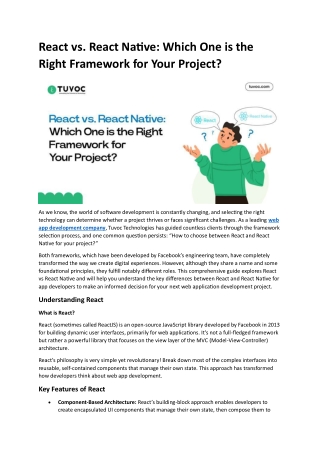React vs. React Native: Which One is the Right Framework for Your Project?
