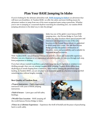 Plan Your BASE Jumping In Idaho