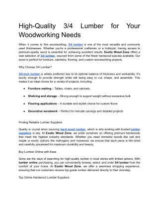 High-Quality 3_4 Lumber for Your Woodworking Needs