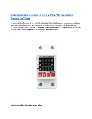 comprehensive guide to cnc 2 pole va protection