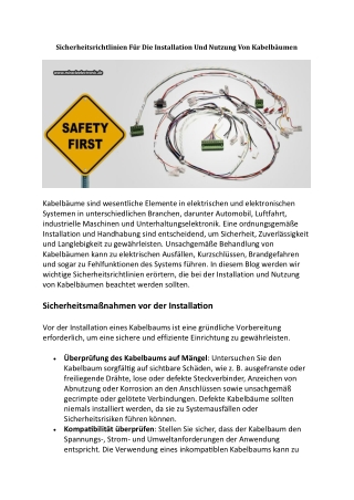 Sicherheitsrichtlinien Für Die Installation Und Nutzung Von Kabelbäumen