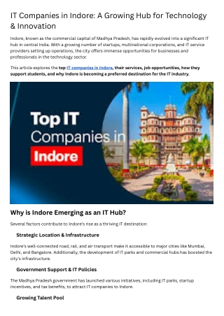 it companies in indore a growing