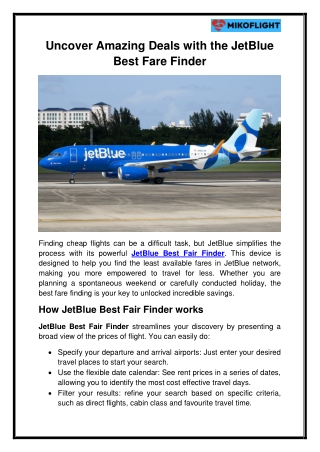 Uncover Amazing Deals with the JetBlue Best Fare Finder