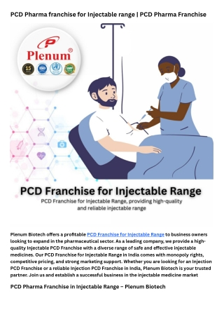pcd pharma franchise for injectable range