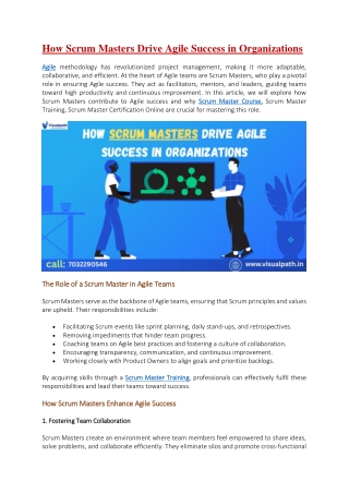 how scrum masters drive agile success