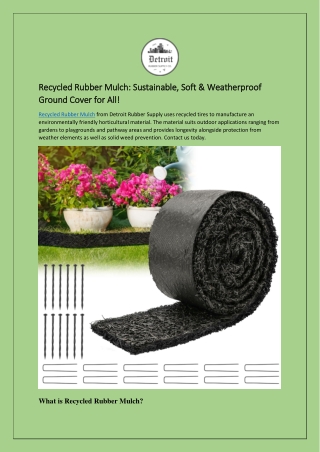 Recycled Rubber Mulch: Sustainable, Soft & Weatherproof Ground Cover for All!