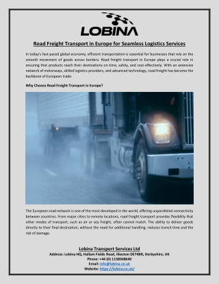 Road Freight Transport in Europe for Seamless Logistics Services
