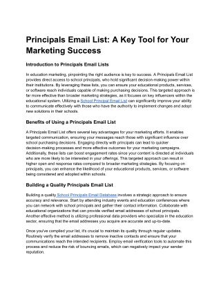 Principals Email List_ A Key Tool for Your Marketing Success