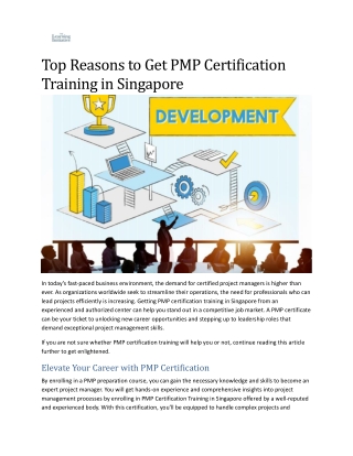 Top Reasons to Get PMP Certification Training in Singapore