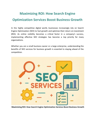 Maximizing ROI: How Search Engine Optimization Services Boost Business Growth