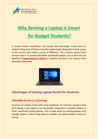 Why Renting a Laptop is Smart for Budget Students?