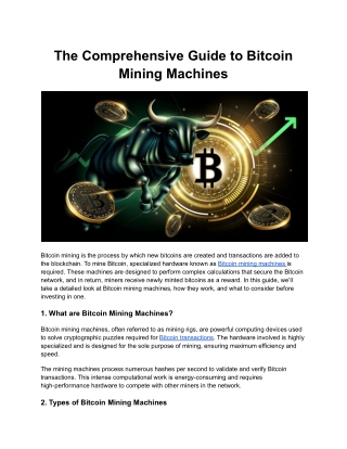 The Comprehensive Guide to Bitcoin Mining Machines