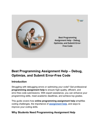 Best Programming Assignment Help – Debug, Optimize, and Submit Error-Free Code