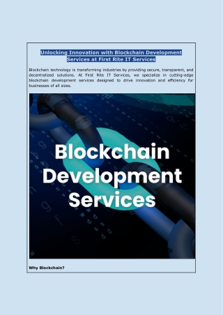 Blockchain Development Services | First Rite IT Services
