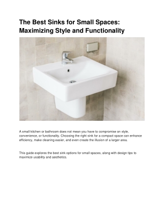 the best sinks for small spaces maximizing style and functionality