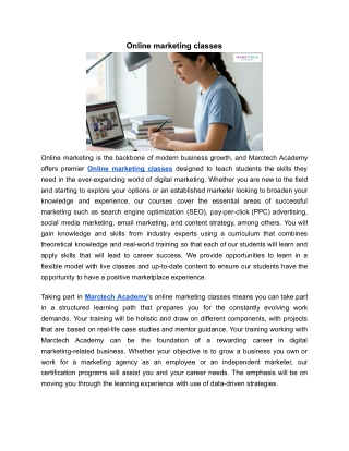 Online marketing classes | MARCTECH ACADEMY