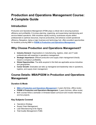 Production and Operations Management Course_ A Complete Guide
