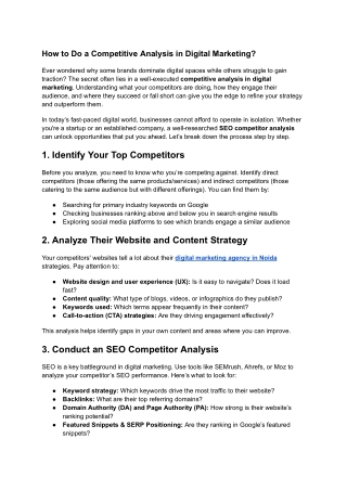 how to do a competitive analysis in digital