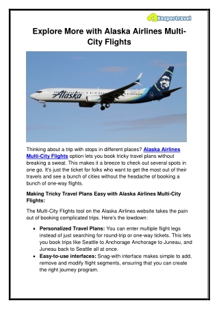Explore More with Alaska Airlines Multi City Flights