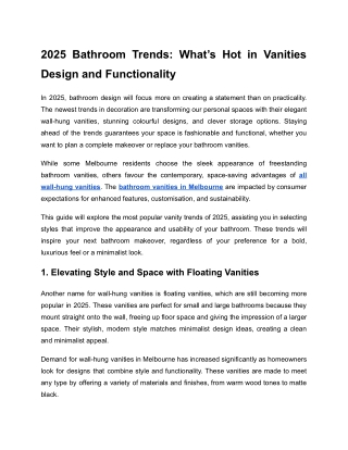 2025 Bathroom Trends: What’s Hot in Vanities Design and Functionality