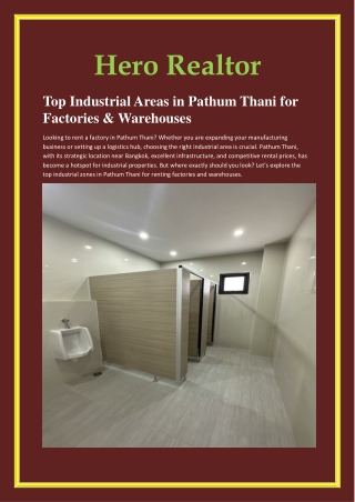 Top Industrial Areas in Pathum Thani for Factories & Warehouses