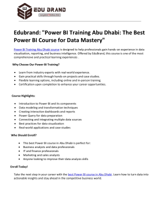 edubrand power bi training abu dhabi the best