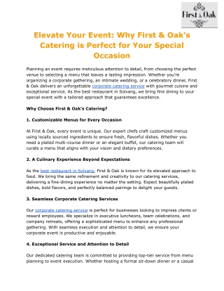 Elevate Your Event_ Why First & Oak’s Catering is Perfect for Your Special Occasion