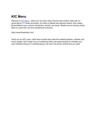 KfC Menu