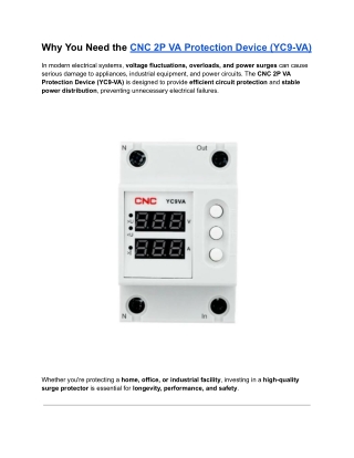 why you need the cnc 2p va protection device