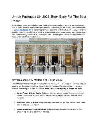 Umrah Packages UK 2025_ Book Early For The Best Prices