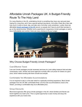Affordable Umrah Packages UK_ A Budget-Friendly Route To The Holy Land