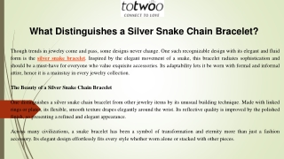 What Distinguishes a Silver Snake Chain Bracelet ?