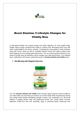Boost Stamina - 5 Lifestyle Changes for Vitality Now