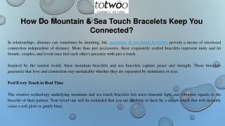 How Do Mountain & Sea Touch Bracelets Keep You Connected?