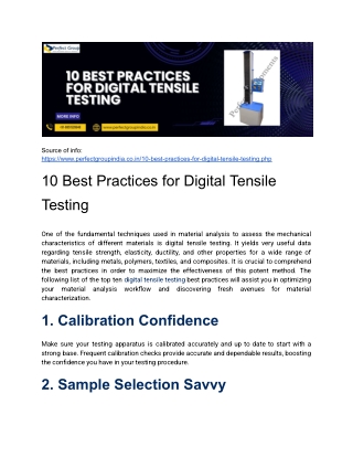 10 Best Practices for Digital Tensile Testing