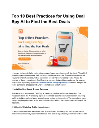 Top 10 Best Practices for Using Deal Spy AI to Find the Best Deals