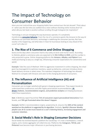 The Impact of Technology on Consumer Behavior