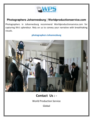Photographers Johannesburg  Worldproductionservice