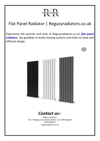Flat Panel Radiator | Regucyradiators.co.uk