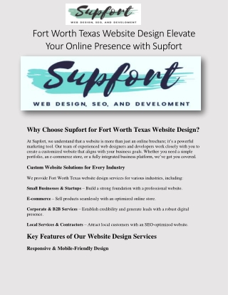 Fort Worth Texas Website Design Elevate Your Online Presence with Supfort