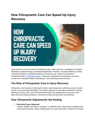 Chiropractic Care for Faster Healing and Pain Relief
