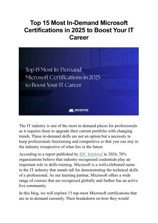 top 15 most in demand microsoft certifications