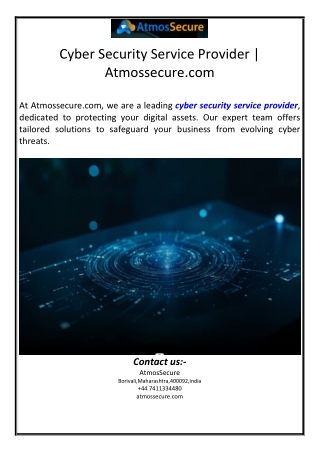 Cyber Security Service Provider | Atmossecure.com