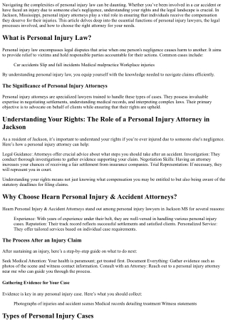 Understanding Your Rights: The Role of a Personal Injury Attorney in Jackson