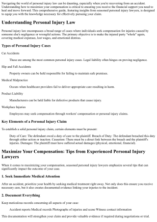 Maximize Your Compensation: Tips from Experienced Personal Injury Lawyers