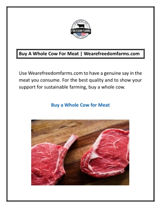Buy A Whole Cow For Meat | Wearefreedomfarms.com